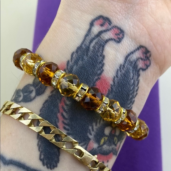 💛 Elegant Citrine Crystal Stretch Bracelet - Picture 4 of 5